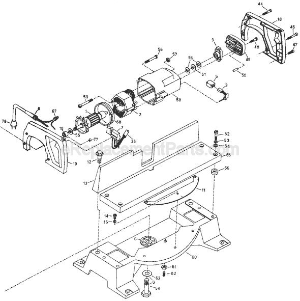 Page B Diagram and Parts List for 7715 Type 1 Black and Decker Miter Saw